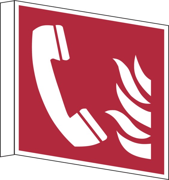 Brandschutzzeichen, Fahnen-/Nasenschild Brandmeldetelefon F006 -ASR A1.3 (DIN EN ISO 7010) - 200x200x1 mm Kunststoff nachleuchtend Image