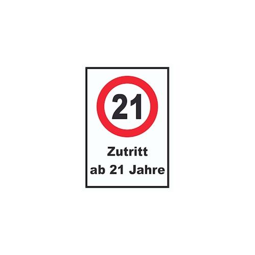 Zutritt ab 21 Jahre Schild A3 (297x420mm)