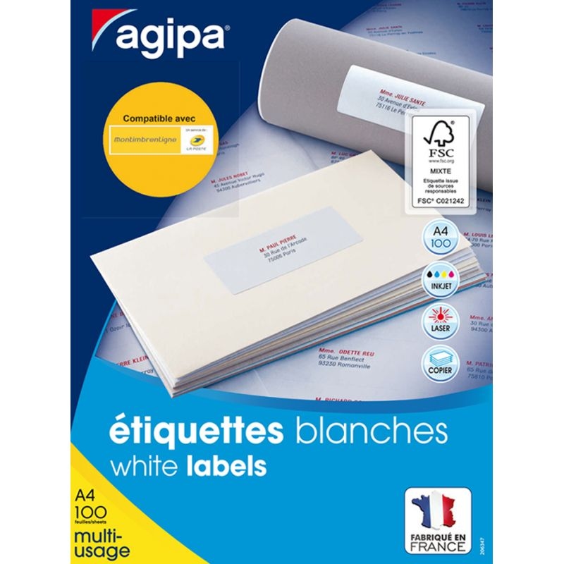 agipa Universal-Etiketten, 99,1 x 38,1 mm, weiß Image