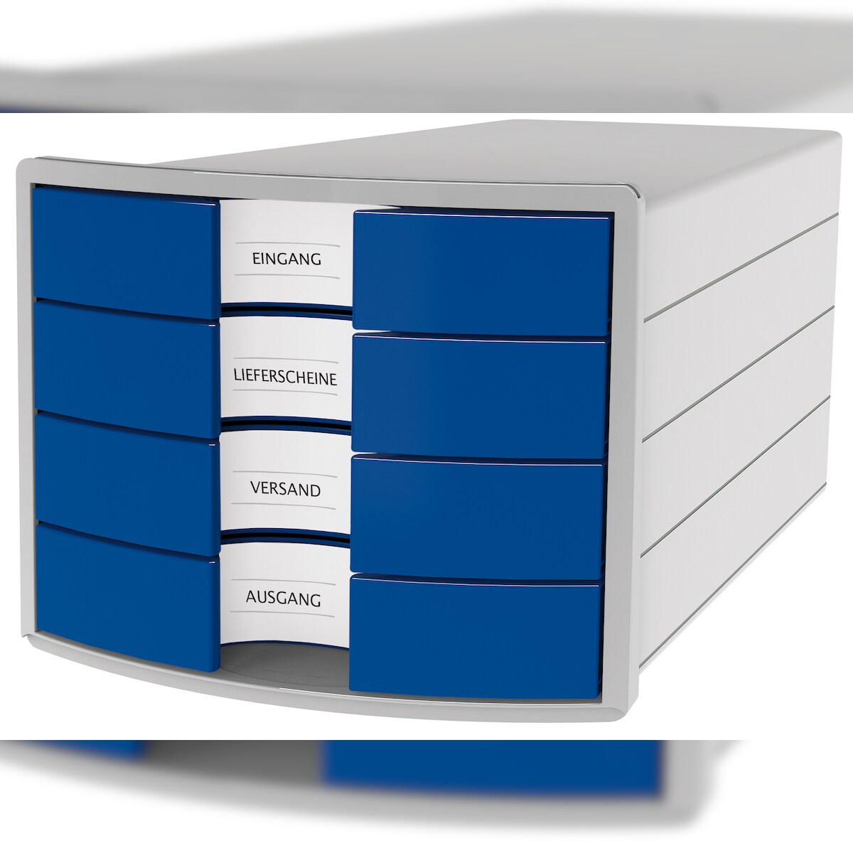 HAN Schubladenbox IMPULS 1012-14 DIN A4/C4 4Fächer geschl. l.gr/bl Image