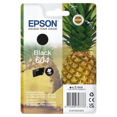 Epson 604 Original Druckerpatrone Schwarz C13T10G14010 Ananas Tinte Image