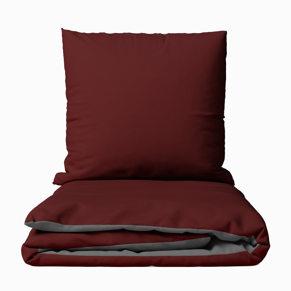 Leonado Vicenti Bettwäsche 200x200 cm Bordeaux Grau Uni Wendeseite Reißverschluss 3 tlg Image
