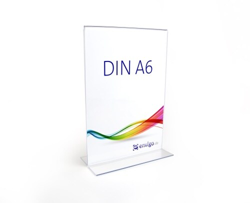 envigo Tischaufsteller »T-Ständer« DIN A6 hoch, glasklarer PS-Kunststoff Image