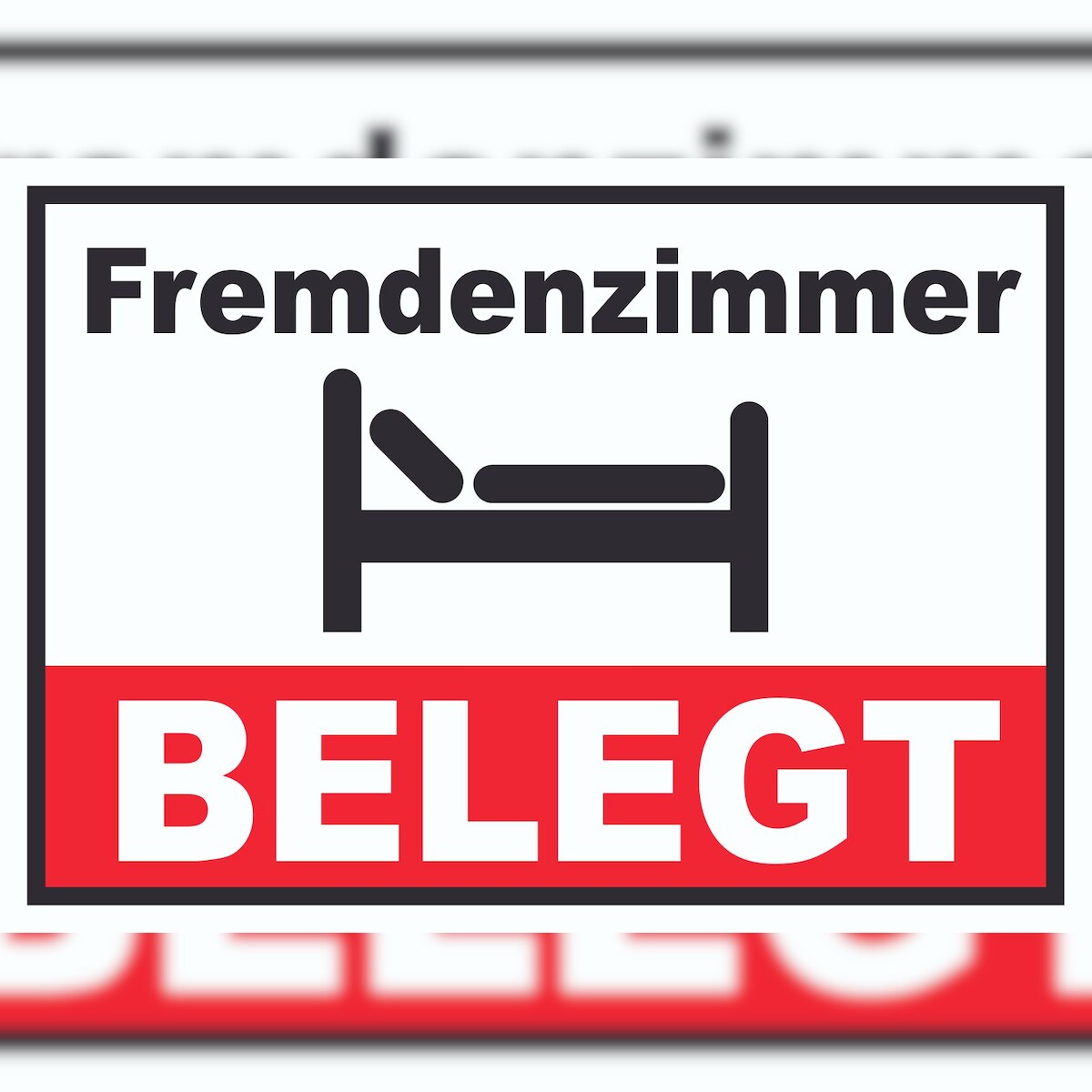 Fremdenzimmer BELEGT Schild Zimmer BELEGT A5 Rückseite selbstklebend Image
