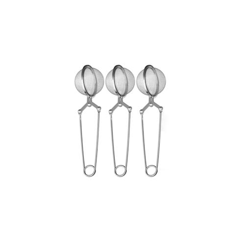 Bayli 3er Set Teezange aus Edelstahl für losen Tee | 3 Stück Tee Ei in Kugelform | Siebzange für Tasse | Teefilter | Gewürzzange | Teesieb | Gewürzei