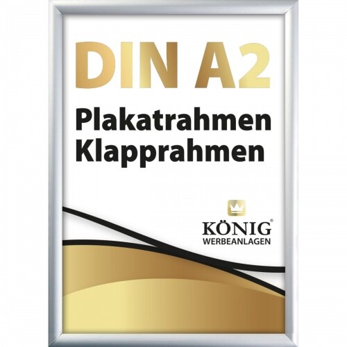 Dreifke® Plakatrahmen DIN A2 | 25mm Alu Profil, eckig | silber | Bilderrahmen Klapprahmen Wechselrahmen Posterrahmen Rahmen | Dreifke® Image