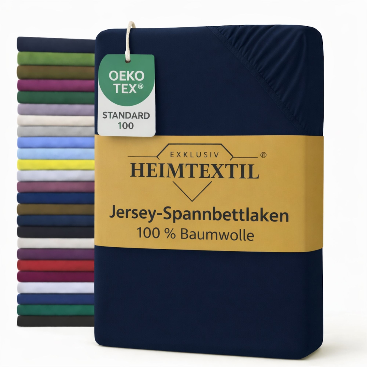 EXKLUSIV HEIMTEXTIL Jersey Spannbettlaken 90 x 200 cm Navyblau 100% Baumwolle Öko - Tex Zertifiziert Bed-Sheet Bettlaken Spannbetttuch Image