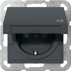Gira SCHUKO-Steckdose 16A 250V mit Klappdeckel System 55 Anthrazit Image