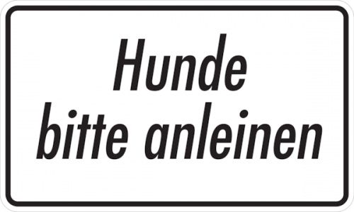 Hinweisschild, Hunde bitte anleinen, Aluminium, 120 x 200 mm - 200x120x0.45 mm Aluminium geprägt Image