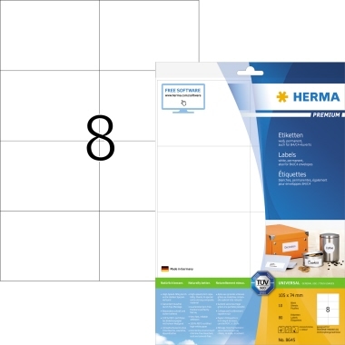 HERMA Etikett SuperPrint 8645 105x74mm weiß 80 St./Pack. Image