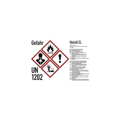 Gefahrstoffkennzeichnung Heizöl nach GHS, Folie, 210×148 mm, Idx 2019