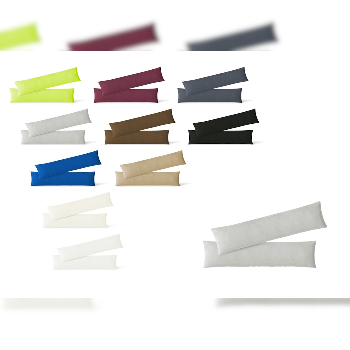 EXKLUSIV HEIMTEXTIL Kissenhülle Kissenbezug Doppelpack mit Reißverschluss hochwertige Jersey Qualität Silber 40 x 145 cm Image