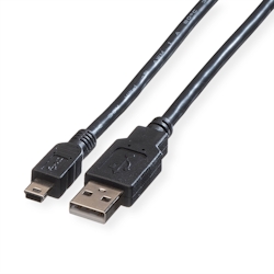 ROLINE USB 2.0 Kabel, Typ A - 5-Pin Mini, schwarz, 1,8 m Image