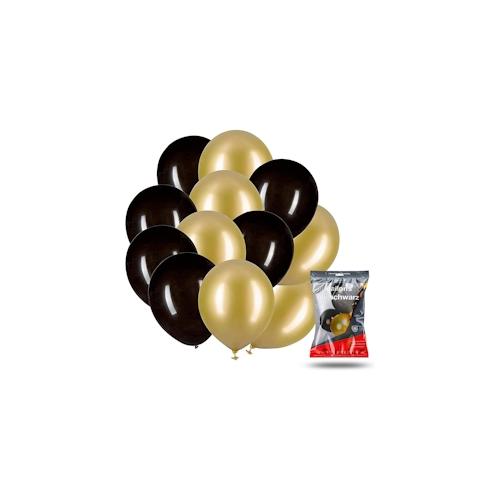 100x Luftballons Ballons schwarz-gold mix – Luft und Helium – Party Deko Dekoration