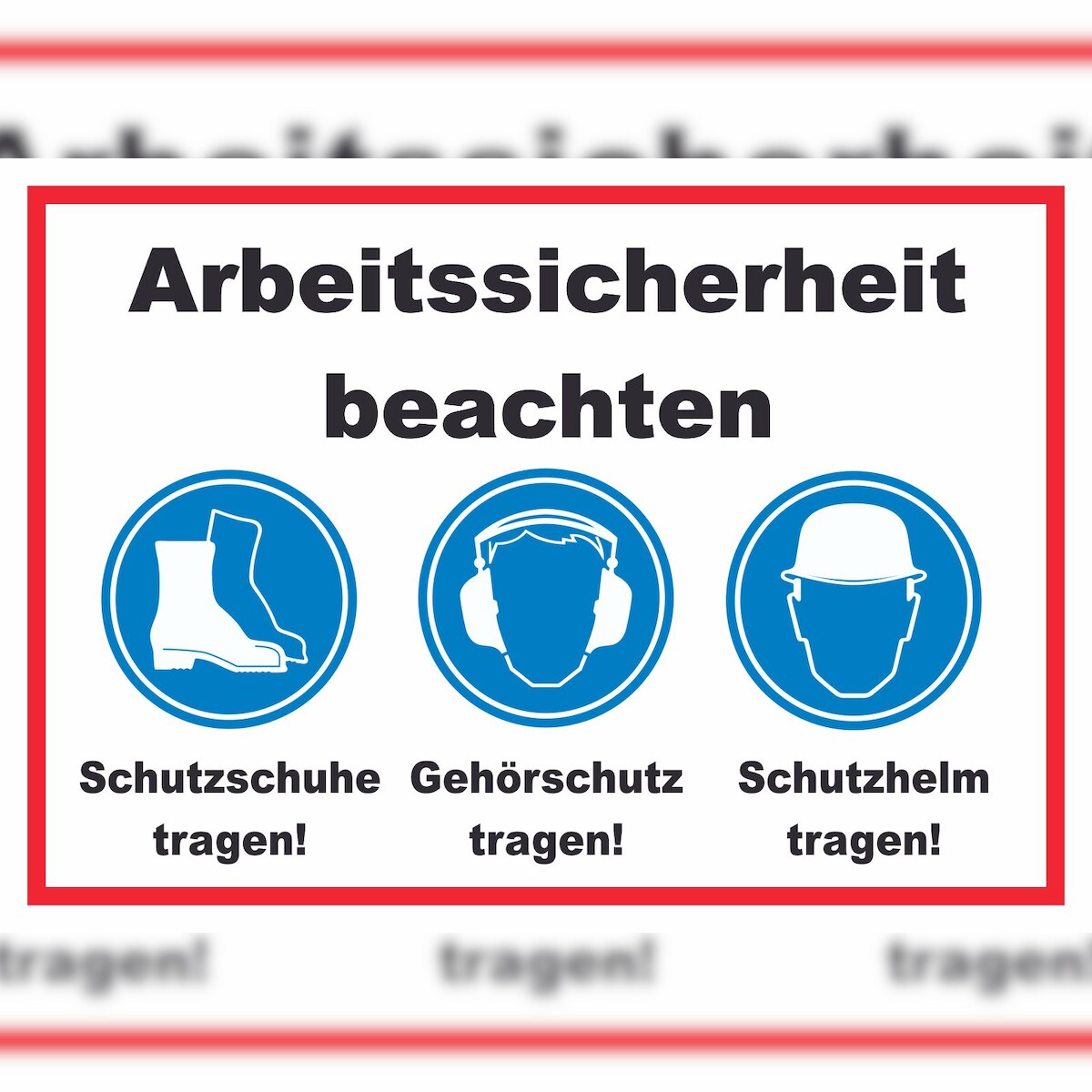Arbeitssicherheit Füße Ohren Kopf Schild A3 Rückseite selbstklebend Image