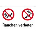 Aufkleber I Verbots-Kombischild E-Zigarette und Rauchen verboten, praxisbewährt, Folie, 200x300mm