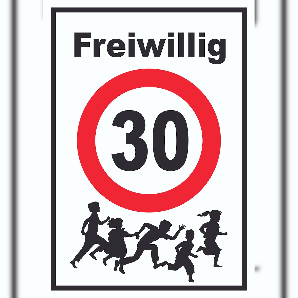 HB-Druck Freiwillig 30 Schild Spielende Kinder A4 Rückseite selbstklebend Image