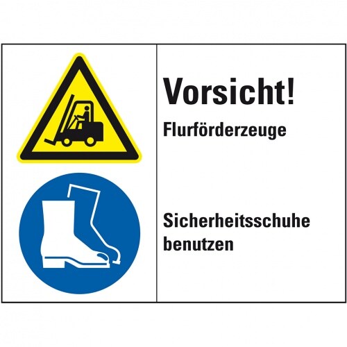 Aufkleber I Kombischild Vorsicht! Flurförderzeuge..., gemäß ISO 3864-2, Folie, 200x150mm Image