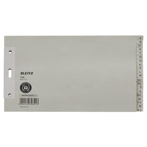 Leitz Papierregister 1206 DIN A5 Überbreite quer (24,0 x 14,0 cm) Grau 20-teilig 3-fach Tauenpapier A - Z Image