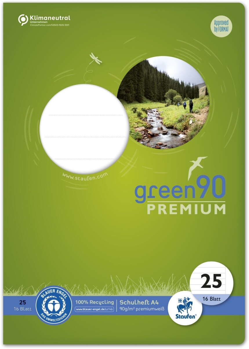 Schulheft Green A4 liniert mit Rand Lineatur 25 16 Blatt Image