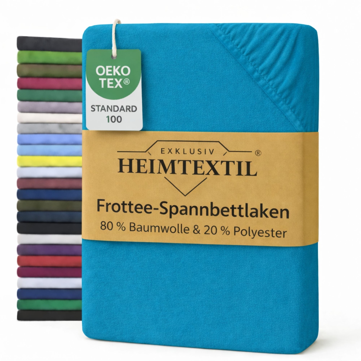 EXKLUSIV HEIMTEXTIL Frottee Spannbettlaken Premium 60 - 70 x 140 cm Türkis 80% Baumwolle 20% Polyester Öko - Tex Zertifiziert Bed-Sheet Bettlaken Image
