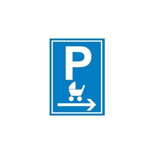 Kinderwagen Parkplatz rechts Schild A4 (210x297mm)