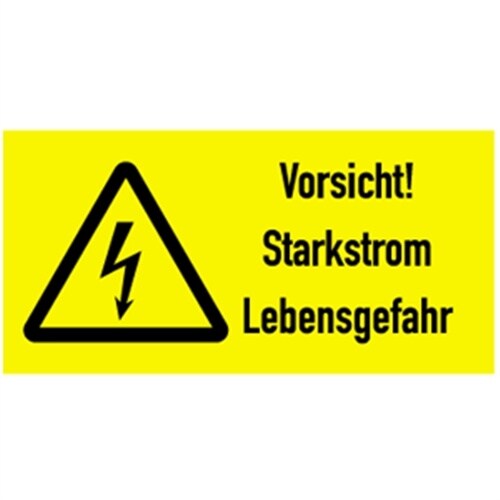 Aufkleber Vorsicht! Starkstrom Lebensgefahr, Kombischild, Folie, 105x52 mm Image