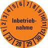 Dreifke® Prüfplakette Inbetriebnahme 27-30, orange, Dokumentenfolie, Ø 30mm, 18 St/Bogen