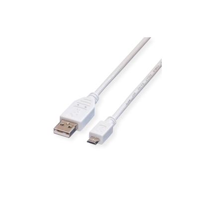 VALUE USB 2.0 Kabel, USB A ST - Micro USB B ST, weiß, 3 m