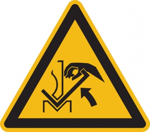 König Werbeanlagen Warnschild, Warnung vor Quetschgefahr zw. Presse und Werkstück W031 - ASR A1.3 (DIN EN ISO 7010) - 100 mm Folie selbstklebend Image