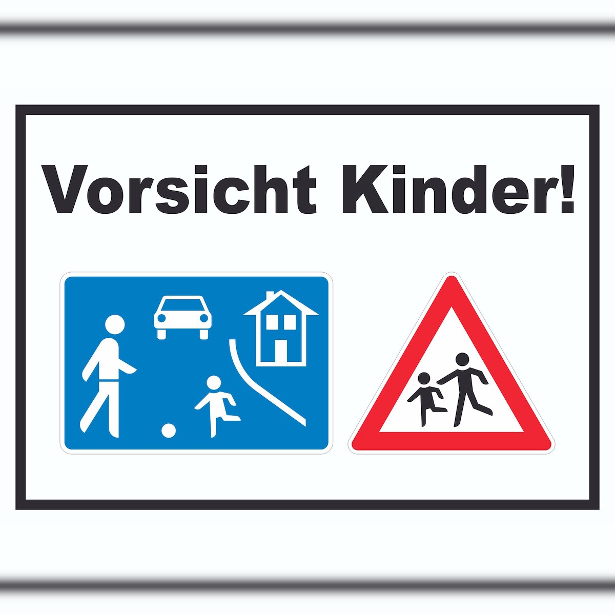 Vorsicht Kinder Spielstrasse Schild A5 Rückseite selbstklebend Image