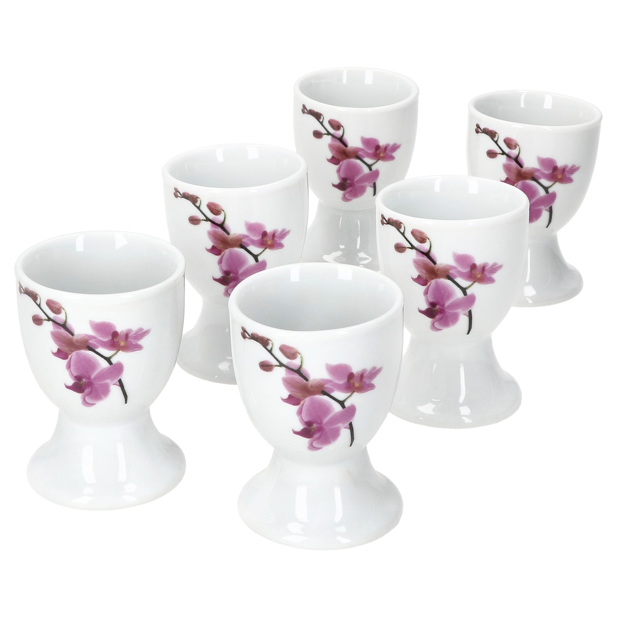 6er Set Kyoto Eierbecher 6 Personen lilafarbene Orchideen - 6 x Eierbecher Image