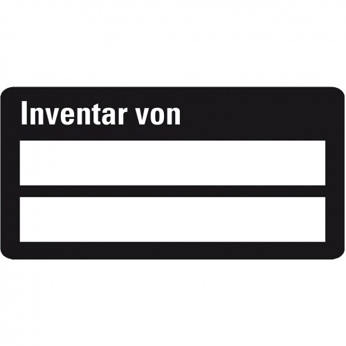 Inventaretikett Inventar von, zweizeilig, schwarz, Dokumentenfolie, 60x30mm, 9/Bogen Image