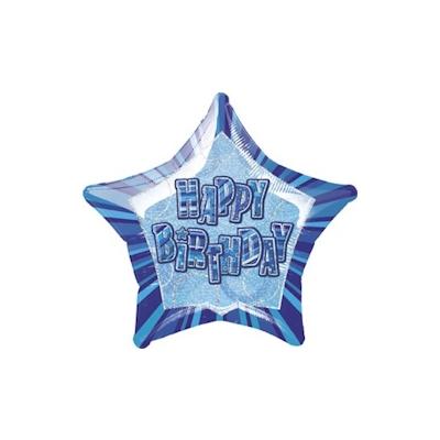 `Happy Birthday` Folienballon Stern blau