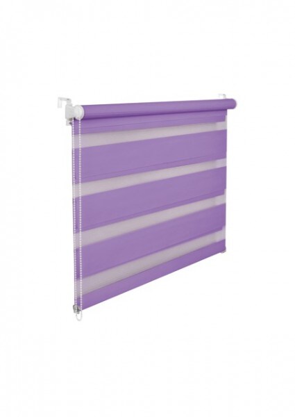Doppelrollo Duorollo 55 cm breit 200 cm lang lila violett inkl. Seilzug Fensterrollo Klemmrollo Jalo Image