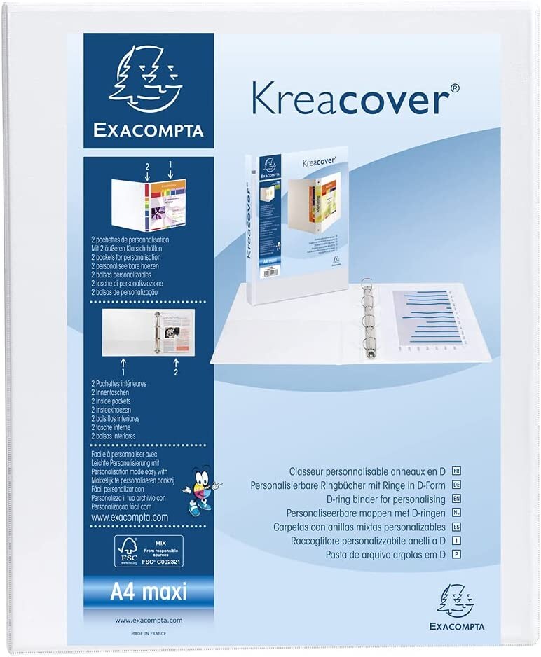 5 x FALKEN Präsentationsringbuch DIN A4 Ringbuch 2 D-Ringe Ø 20 mm Weiß Image