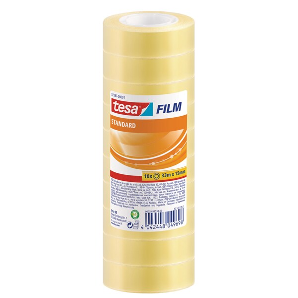 tesa Klebeband tesafilm Standard 57387 Transparent 15 mm (B) x 33 m (L) PP (Polypropylen) 10 Rollen Image
