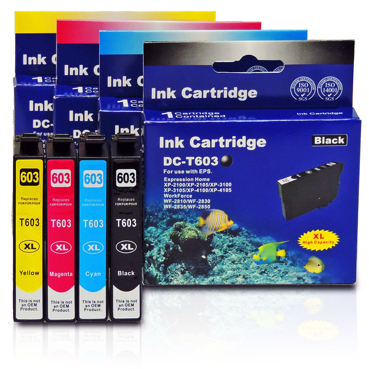 4er Set D&C Tinte für Epson WorkForce WF-2850 DWF Druckerpatronen kompatibel WF-2850DWF Drucker Image