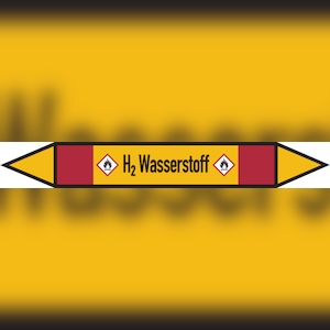 Rohrleitungskennzeichen H2 Wasserstoff - 270x37 mm Folie selbstklebend Image