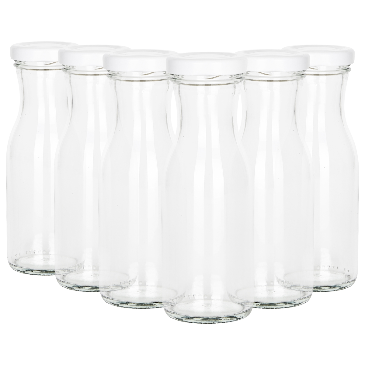 6er Set Weithalsflasche Karaffe 150 ml + To 43 Deckel weiß Image