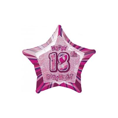 18. Geburtstag Folienballon Stern pink