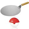 4BIG.fun Ø30.5 Pizzaschaufel Pizzaheber Pizzaschneider Pizzamesser Pizzarad Set Cutter