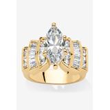 Women's Gold-Plated Marquise Cut Step Top Engagement Ring Cubic Zirconia by PalmBeach Jewelry in Gold (Size 11)