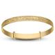 DV DOLCE VALENTINA Gold Baby Bangle 9 ct with Nice Leaf for Christening, Baby Shower, Baptism, Baby Bangle for Newborn (0-1 yrs) (Gift Message 5)
