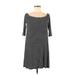 Old Navy Casual Dress - A-Line Boatneck 3/4 sleeves: Black Stripes Dresses - Women's Size Medium