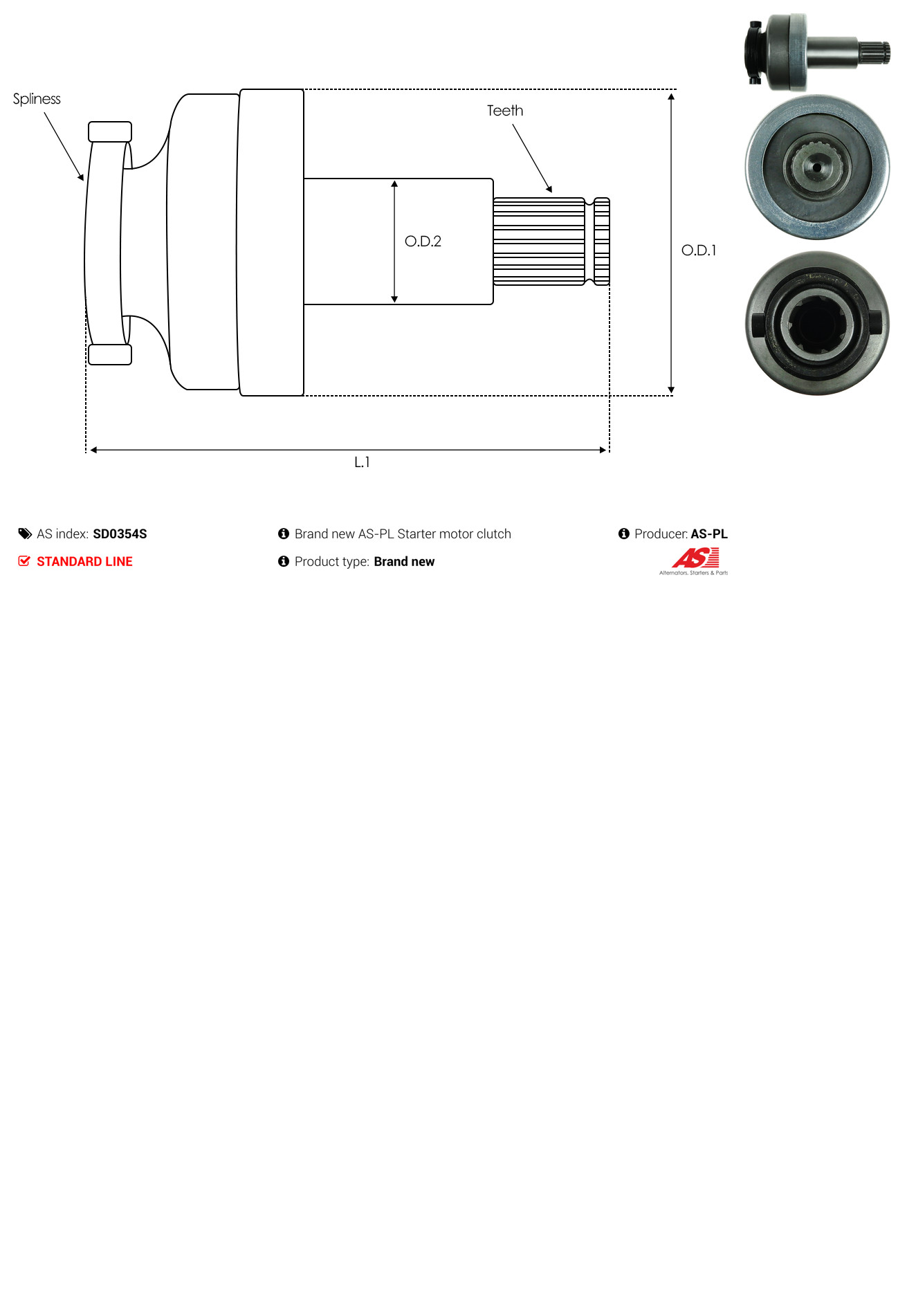 AS-PL Freilaufgetriebe, Starter Universal für DAF 1865373 1898205 SD0354S Image