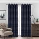 always4u 100% Blackout Curtains Check Eyelet Curtain Bedroom Tartan Curtains Plaid Brushed Cheque Pair of Highland Woolen Look Window Treatment for Living Room Navy Blue 90 * 90 Inches