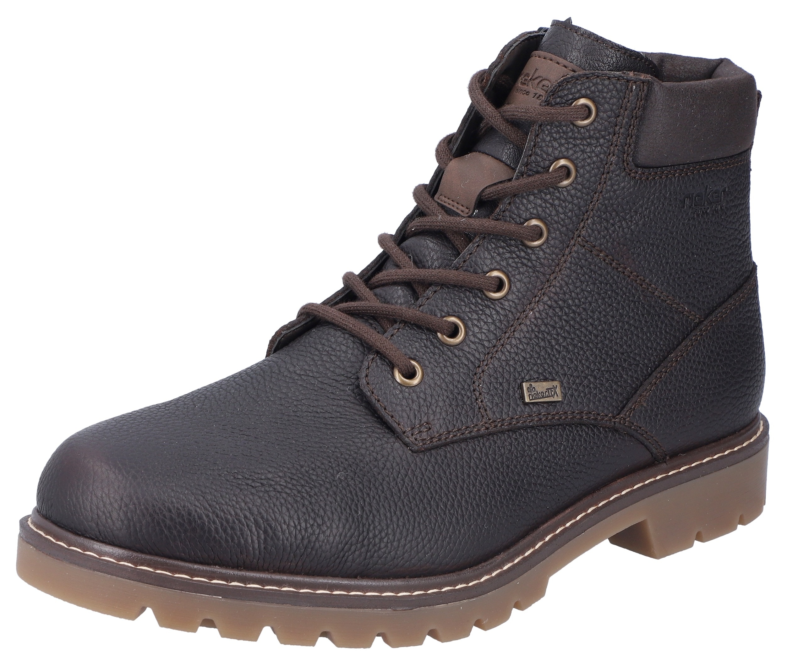 Winterstiefelette RIEKER, Herren, Gr. 45, braun (dunkelbraun), Leder, Lederimitat, Schuhe Winterstiefelette, mit TEX-Membran