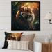 Latitude Run® Double Exposure Tiger Lensflare Silhouette II - Print Canvas, Cotton | 24 H x 24 W x 1 D in | Wayfair