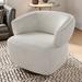 Barrel Chair - Latitude Run® Fully Assembled Upholstered Swivel Barrel Chair Polyester/Bouclé in White | 29.6 H x 31 W x 31.5 D in | Wayfair